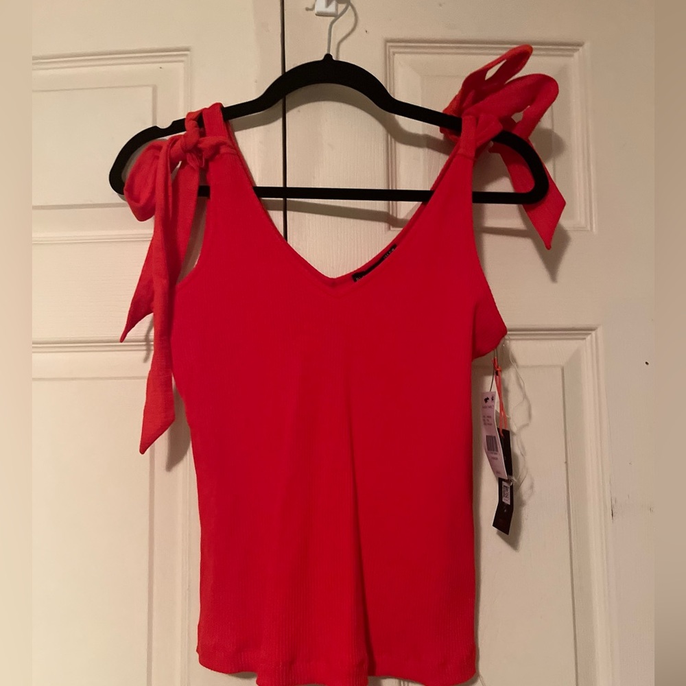 NWT Adorable Black Tape red tank with bows on top